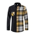 thumbnail image 1 of Kaemgyyd Men's Shirts Fashion Patchwork Long Sleeve Tops Trendy Comfy Plaid Button down Casual Clothes with Pockets, 1 of 2