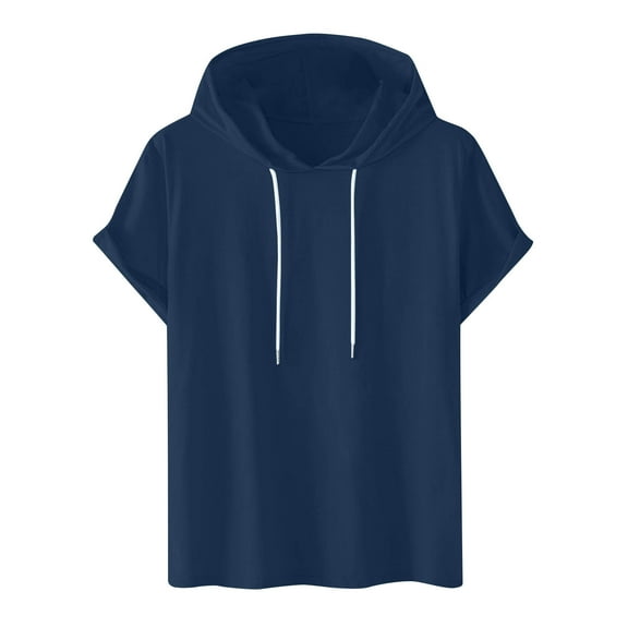 Kaemgyyd Men's Short Sleeve Hoodie Soft Lightweight Active Athletic Shirt with Drawstring Summer Basic Solid Pullover