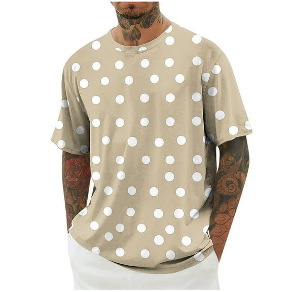 Kaemgyyd Men's T-Shirt Soft Casual Short Sleeve Crewneck Tee Fashion Polka Dot Streetwear Loose Summer Beach Work Tops