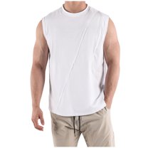 Kaemgyyd Men's Tank Top Loose Fashion Sleeveless Muscle Cut off T Shirts Solid Crew Neck Gym Workout Summer Tee