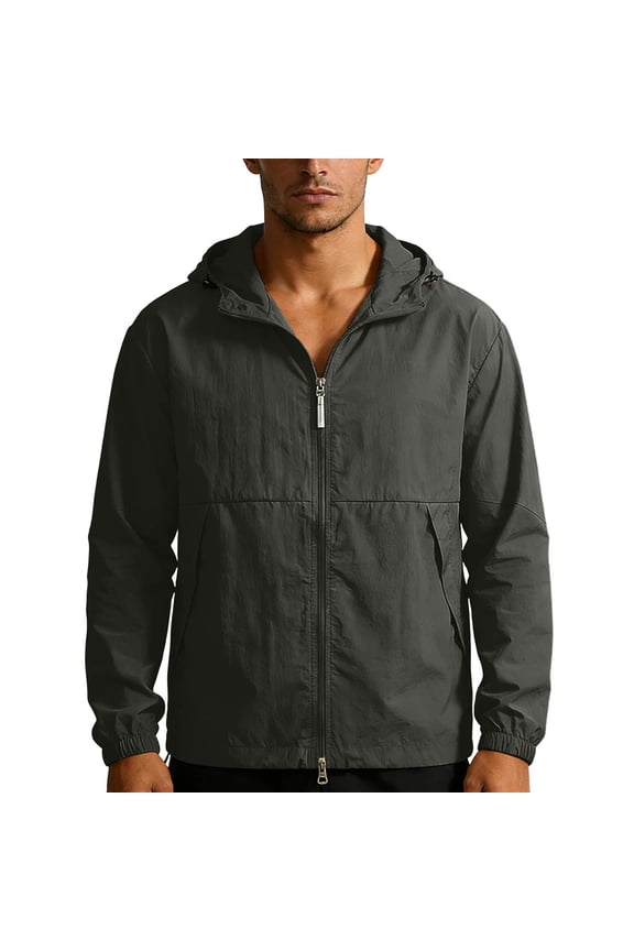 Men's UPF 50+ Sun Protection Hoodie Jacket Lightweight Full Zip Big and Tall Long Sleeve Shirts for Hiking Fishing S-4XL