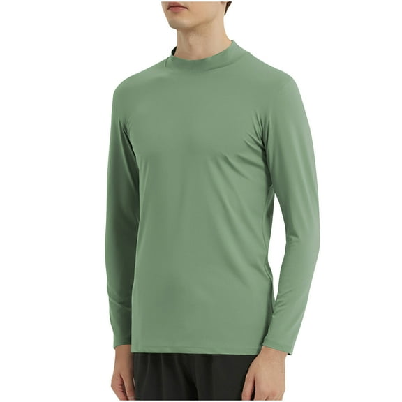 Kaemgyyd Mens Athletic T Shirts Long Sleeve Workout Stretchy Tee Shirts for Men Solid Color Crew Neck Quick Dry Sport Tops