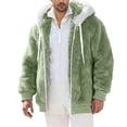 thumbnail image 1 of Kaemgyyd Mens Fuzzy Sherpa Jacket Fluffy Fleece Full Zip Colorblock Sweatshirt Coat Winter Warm Thicken Lined Hooded Outwear, 1 of 6