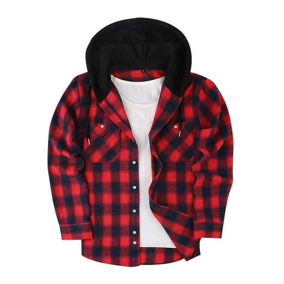 Kaemgyyd Mens Hoodies Fashion Long Sleeve Plaid Shirt Jackets Casual Button down Heavyweight Coat with Pockets