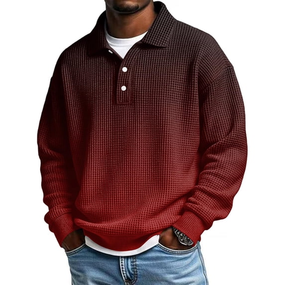 Kaemgyyd Mens Long Sleeve Shirts Gradation Button Casual Tee Collared Men Golf T Shirts Big and Tall Sweatshirts Workwear