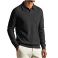 thumbnail image 1 of Kaemgyyd Mens Long Sleeve Shirts V Neck Casual Golf Shirt Fall Fashion Collared Pullover Soft Comfy Clothes（Black,4X-Large）, 1 of 7