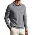 thumbnail image 1 of Kaemgyyd Mens Long Sleeve Shirts V Neck Casual Golf Shirt Fall Fashion Collared Pullover Soft Comfy Clothes（Gray,Large）, 1 of 7