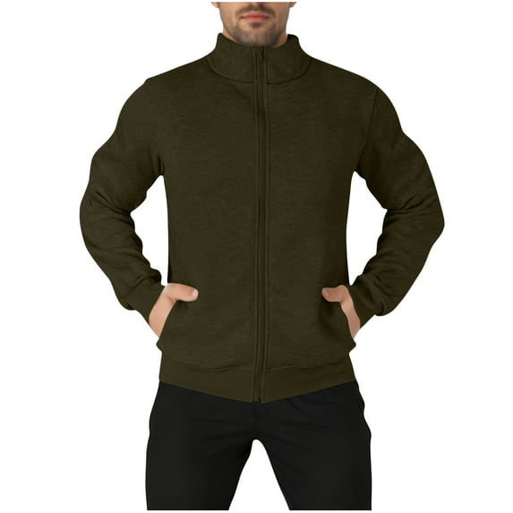 Kaemgyyd Mens Mock Neck Sweatshirt Casual Slim Fit Zip up Athletic Jacket Lightweight Solid Color Sport Coat Fall Outwear