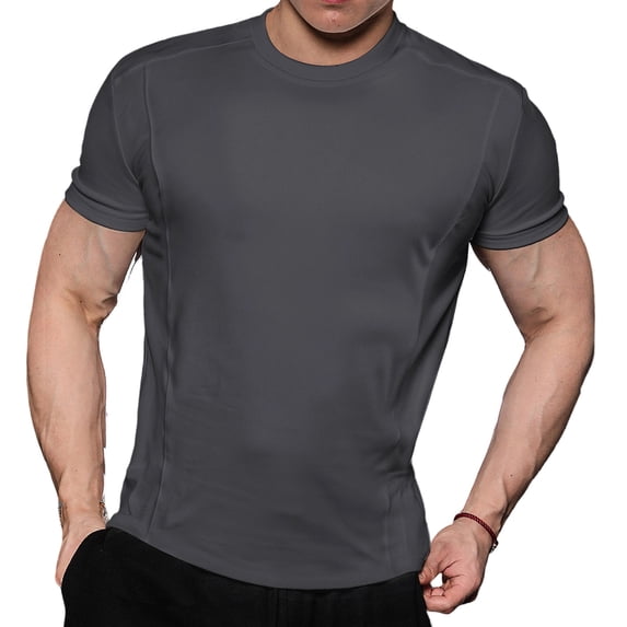 Kaemgyyd Mens Muscle Shirt Short Sleeve Slim Fit T-Shirts Solid Color Crewneck Tees Comfortable Gym Athletic Shirt Spring Clothes