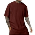 thumbnail image 1 of Kaemgyyd Mens Oversized T-Shirt Casual Loose Crewneck Tops Solid Color Short Sleeve Textured Tee Summer Clothes, 1 of 4