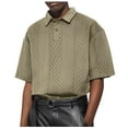 thumbnail image 1 of Kaemgyyd Mens Shirts Casual Lightweight Button Half Sleeve Tops Spring Fall Fashion Clothes Texture Knit Golf Tees, 1 of 4