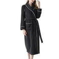 thumbnail image 1 of Kaemgyyd Midi Robe for Women Fuzzy Winter Warm Long Sleeve Bathrobe Soft Cozy Fleece Plush Belted Loungewear with Pockets, 1 of 6