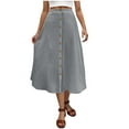 thumbnail image 1 of Kaemgyyd Midi Skirts for Women Summer High Waisted Button up A-Line Skirt Casual Solid Color Flowy Long Skirts for Women, 1 of 7