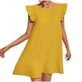 thumbnail image 1 of Kaemgyyd Mini Dress for Women Ruffle Sleeveless Cute Babydoll Short Dress Loose Crew Neck Casual Flowy Tunic Sundress, 1 of 3