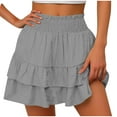 thumbnail image 1 of Kaemgyyd Mini Skirt for Women Elastic Waist Ruffle A Line Half Skirt Trendy Layered Pleated Flowy Short Skirt Streetwear, 1 of 5