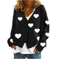 thumbnail image 1 of Kaemgyyd N Women's Cardigans Casual Heart V Neck Button up Knit Sweater Tops Fall Long Sleeve Loose Fit Outerwear Coats, 1 of 4