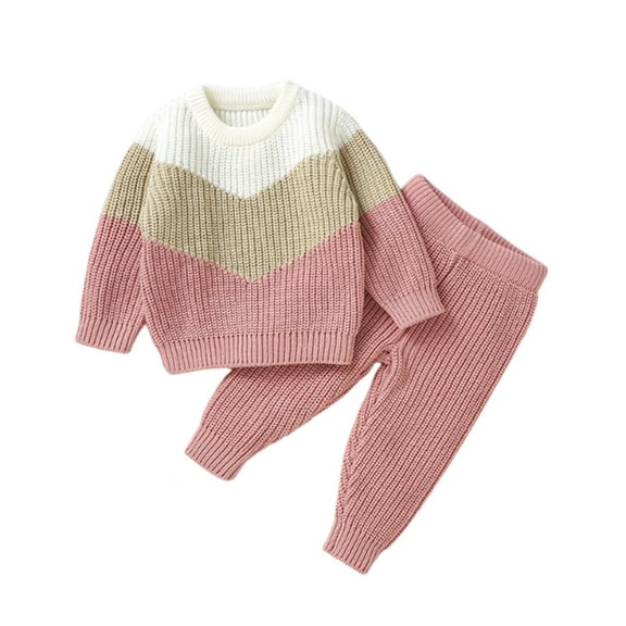 Kaemgyyd Newborn Baby Boy Girl 2 Piece Set Clothes Fall Winter Warm Knit Sweater Long Sleeve Pullover Pants Unisex Fashion Outfit