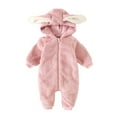 thumbnail image 1 of Kaemgyyd Newborn Baby Boys Girls Fleece Snowsuit Winter Warm Hooded Jumpsuit Cute Zipper Romper Outfits for Infant Toddler, 1 of 7