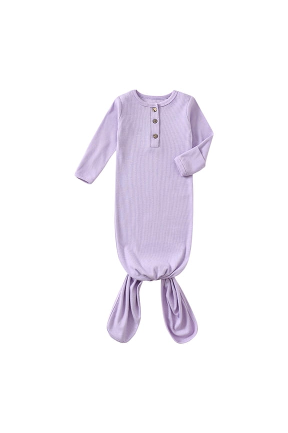 Newborn Baby Boys Girls Pajamas Outfit Soft Comfy Long Sleeve Romper Unisex Infant Button Sleep Gown 0-6 Months
