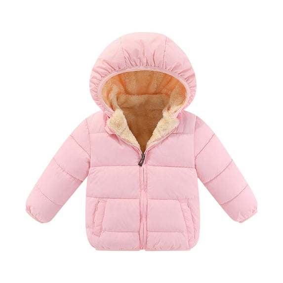 Kaemgyyd Newborn Baby Fleece Lined Coat Winter Warm Hooded Zipper Jacket Lightweight Padded Outwear Clothes 1-6 Years