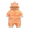 thumbnail image 1 of Kaemgyyd Newborn Baby Fleece Lined Outfit Infant Girls Boys Cute Print One-Piece Jumpsuit Hooded Zipper Romper Winter Clothes, 1 of 3