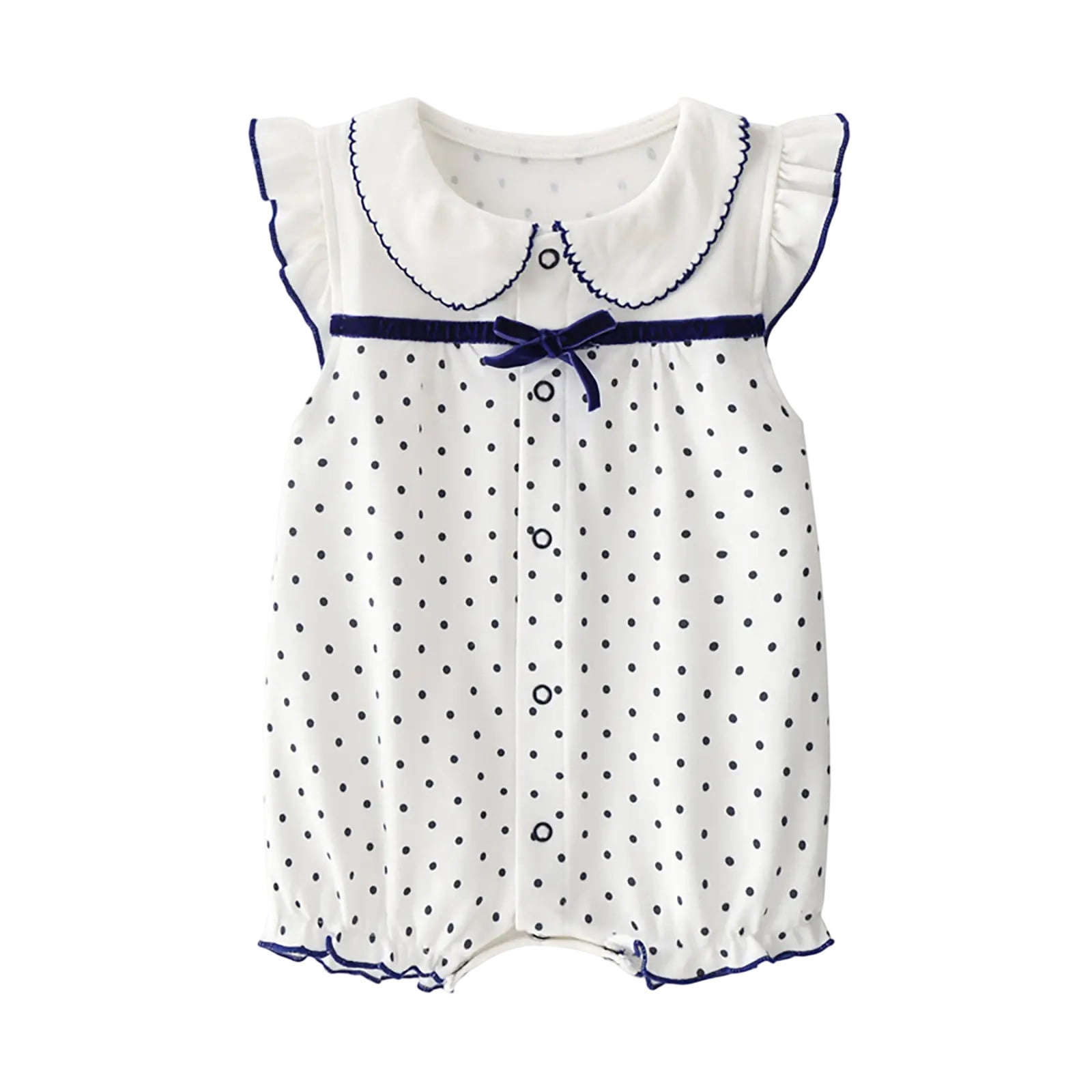 Kaemgyyd Newborn Baby Girl Clothes Cute Print Ruffle Sleeve Romper Soft Cozy Button down Jumpsuit Infant Bodysuit Outfits 3-24 M