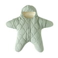 thumbnail image 1 of Kaemgyyd Newborn Baby Hooded Snowsuit Solid Color Quilted Romper Winter Warm Fleece Lined Jumpsuit for Infant Girls Boys, 1 of 1