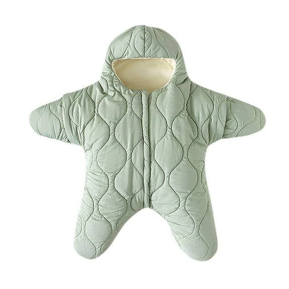 Kaemgyyd Newborn Baby Hooded Snowsuit Solid Color Quilted Romper Winter Warm Fleece Lined Jumpsuit for Infant Girls Boys