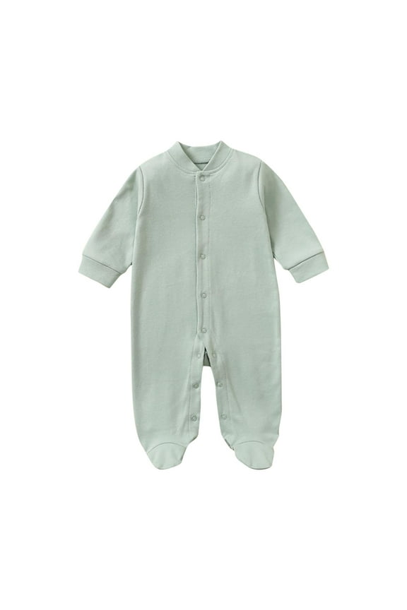 Newborn Footie Pajamas Jumpsuit Outfit Long Sleeve Button down Sleepers Baby Boy Girl Footed One-Piece Romper 0-12 Months