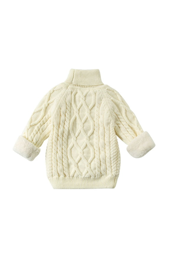 Newborn Toddler Cable Knit Pullover Soft Fleece Lined Long Sleeve Turtleneck Sweater for Baby Boys Girls 6 M-10 Y