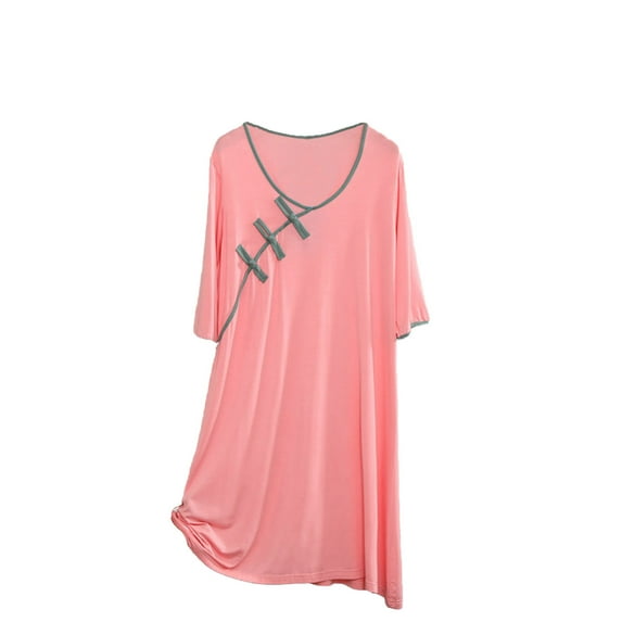 Kaemgyyd Night Gowns for Women Trendy Comfy Flowy Sleepwear Casual 3/4 Sleeves Crew Neck Loose Soft Pajama Dress