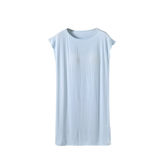 Kaemgyyd Nightgown for Women Fall Loose Baggy Solid Color Tunic Sleep Dress Soft Comfy Built-In Bra Shirt Dress Loungewear