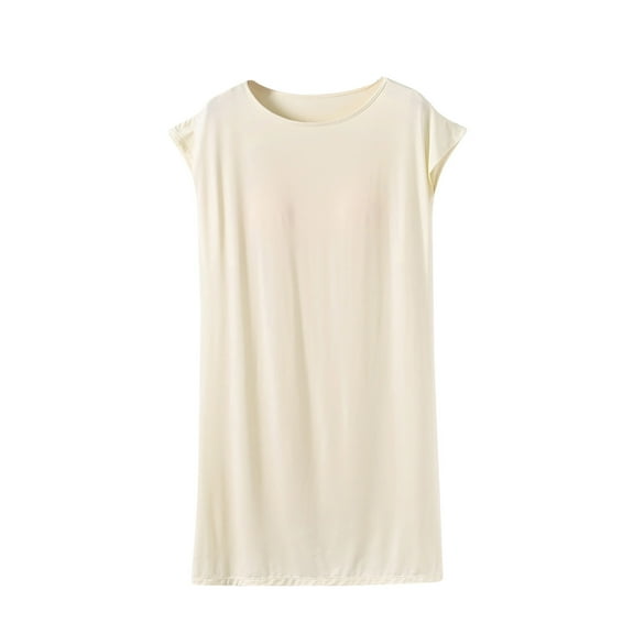 Kaemgyyd Nightgown for Women Fall Loose Baggy Solid Color Tunic Sleep Dress Soft Comfy Built-In Bra Shirt Dress Loungewear