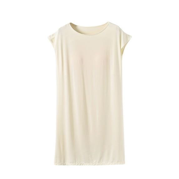 Kaemgyyd Nightgown for Women Fall Loose Baggy Solid Color Tunic Sleep Dress Soft Comfy Built-In Bra Shirt Dress Loungewear