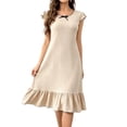 thumbnail image 1 of Kaemgyyd Nightgowns for Women Cap Sleeve Crew Neck Night Gowns Flowy Ruffle Hem Sleepwear Elegant Home Loungewear（Beige,Medium）, 1 of 5
