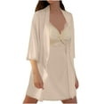 thumbnail image 1 of Kaemgyyd Nightwear Set for Women Lace Spaghetti Strap V Neck Tunic Sleep Dress and 3/4 Sleeve Mini Robe Loungewear, 1 of 4
