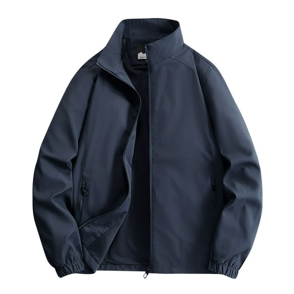 Kaemgyyd Oversized Jacket for Men Windproof Full Zip Stand Collar Fall Coat Spring Golf Work Dress Business Outwear with Pocket
