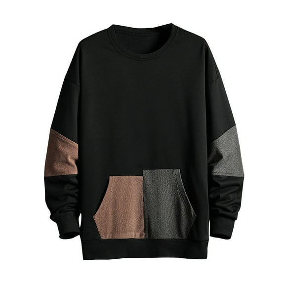 Kaemgyyd Oversized Sweatshirt for Men Fashion Color Block Crewneck Pullover Spring Fall Long Sleeve Loose Tops