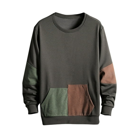 Kaemgyyd Oversized Sweatshirt for Men Fashion Color Block Crewneck Pullover Spring Fall Long Sleeve Loose Tops