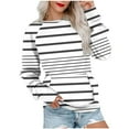 thumbnail image 1 of Kaemgyyd Oversized Sweatshirt for Women Casual Crewneck Long Sleeve Stripe Tops Loose Fashion Pullovers with Pocket, 1 of 6