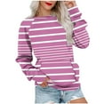 thumbnail image 1 of Kaemgyyd Oversized Sweatshirt for Women Casual Crewneck Long Sleeve Stripe Tops Loose Fashion Pullovers with Pocket, 1 of 6