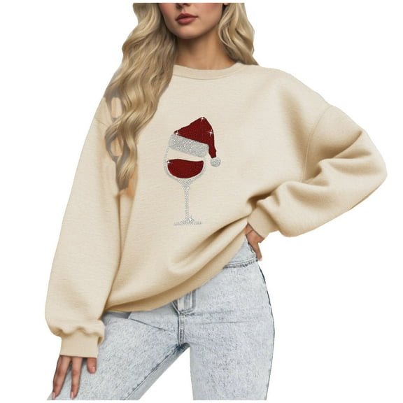 Kaemgyyd Oversized Sweatshirt for Women Merry Christmas Fashion Graphic Pullover Long Sleeve Warm Tops Winter Outfit