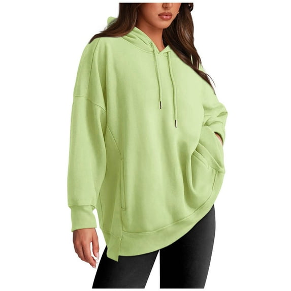 Kaemgyyd Oversized Sweatshirt for Women Solid Color Long Sleeve Hoodies Casual Loose Drawstring Pullovers with Pocket