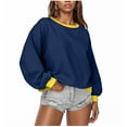 thumbnail image 1 of Kaemgyyd Oversized Sweatshirts for Women Trendy Color Block Cropped Pullover Cute Outfits Crew Neck Fall Winter Fashion Clothes, 1 of 5