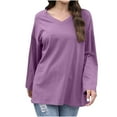 thumbnail image 1 of Kaemgyyd Oversized Tshirts for Women Loose Fit Solid Color Basic Tee Fall Trendy Clothes Casual Long Sleeve V Neck Tops, 1 of 7