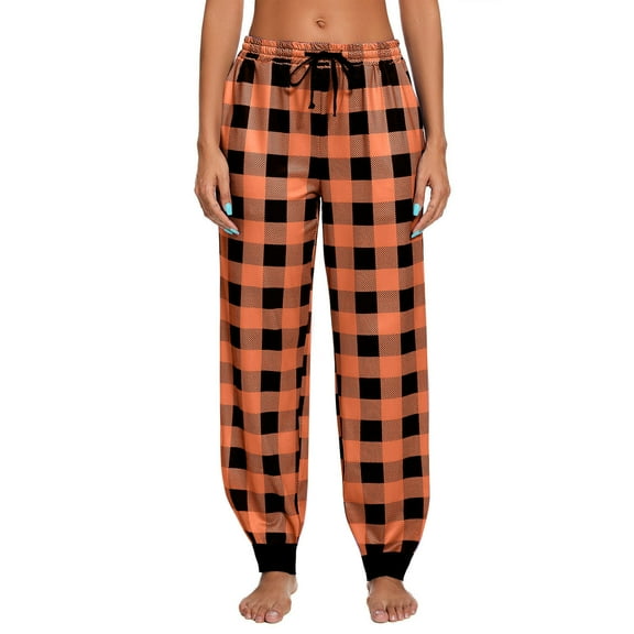 Kaemgyyd Pajama Pants Women Soft Comfy Elastic Waist Lounge Pants Fashion Plaid Cinch Bottoms Pj Trousers with Pockets