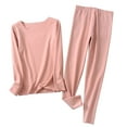 thumbnail image 1 of Kaemgyyd Pajama Sets for Women 2 Piece Outfit Crew Neck Long Sleeve and Pants Warm Thermal Underwear Solid Base Layer Sleepwear, 1 of 5