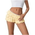 thumbnail image 1 of Kaemgyyd Pajama Shorts for Women Cute Lounge Bow Ruffle Hem Layered Hot Pants Stylish Lace Elastic Waist Mini Pj Bottoms Sleepwear, 1 of 7