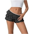 thumbnail image 1 of Kaemgyyd Pajama Shorts for Women Cute Lounge Bow Ruffle Hem Layered Hot Pants Stylish Lace Elastic Waist Mini Pj Bottoms Sleepwear, 1 of 7