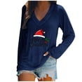 thumbnail image 1 of Kaemgyyd Pajama Tops for Women Loose Soft Christmas Print V Neck Shirt Fashion Long Sleeve Pj Basic Tee, 1 of 4